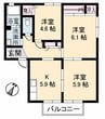 瀬戸大橋線/上の町駅 徒歩20分 2階 築26年 3Kの間取り