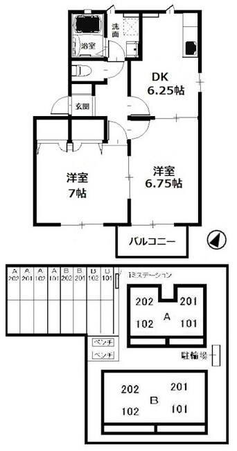 間取図 山陽本線（中国）/庭瀬駅 徒歩41分 1階 築28年