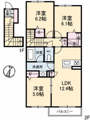 間取図 山陽本線（中国）/西阿知駅 徒歩17分 2階 築4年