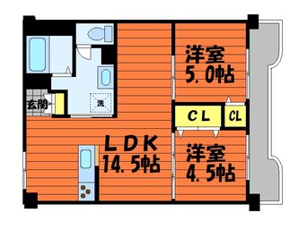 間取図 水島臨海鉄道水島本線/球場前駅 徒歩10分 3階 築48年