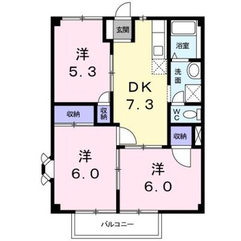 間取図 吉備線<桃太郎線>/東総社駅 徒歩17分 2階 築33年