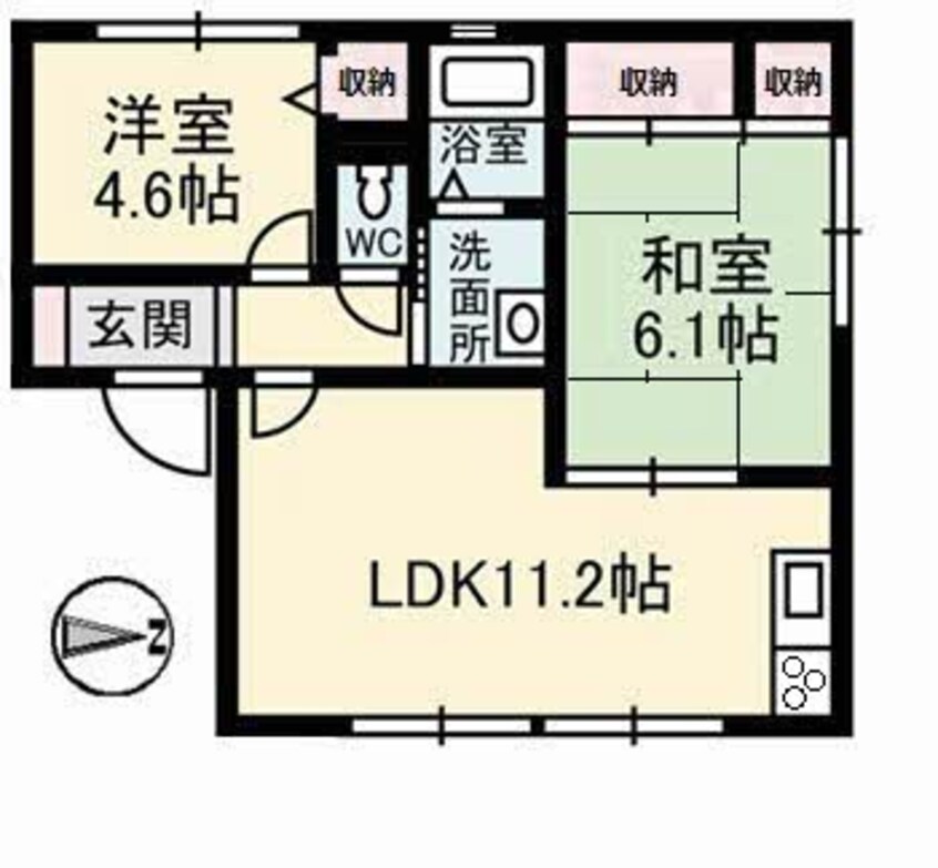 間取図 水島臨海鉄道水島本線/球場前駅 徒歩12分 1階 築25年