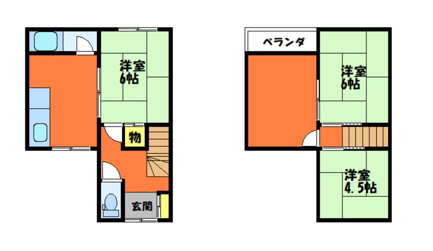 間取図 山陽本線（中国）/西阿知駅 徒歩12分 1-2階 築44年