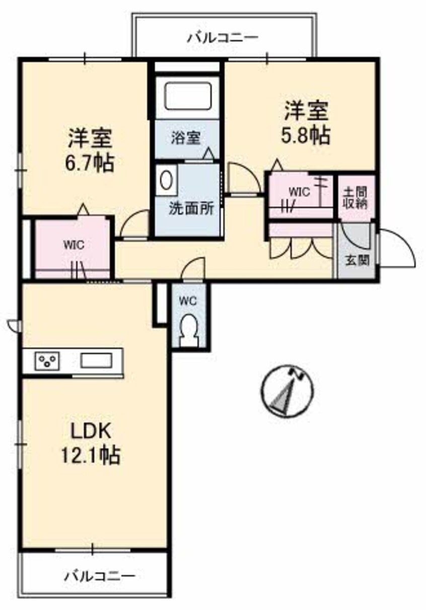 間取図 水島臨海鉄道水島本線/球場前駅 徒歩16分 2階 築8年