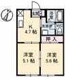 水島臨海鉄道水島本線/球場前駅 徒歩12分 1階 築28年 2Kの間取り