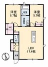 山陽本線（中国）/新倉敷駅 徒歩22分 1階 築7年 2LDKの間取り