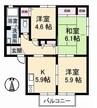レジデンスナカヤ　Ｂ棟 3Kの間取り