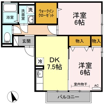 間取図 水島臨海鉄道水島本線/球場前駅 徒歩14分 2階 築22年