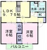 宇野線<宇野みなと線>/早島駅 徒歩12分 2階 築22年 2LDKの間取り