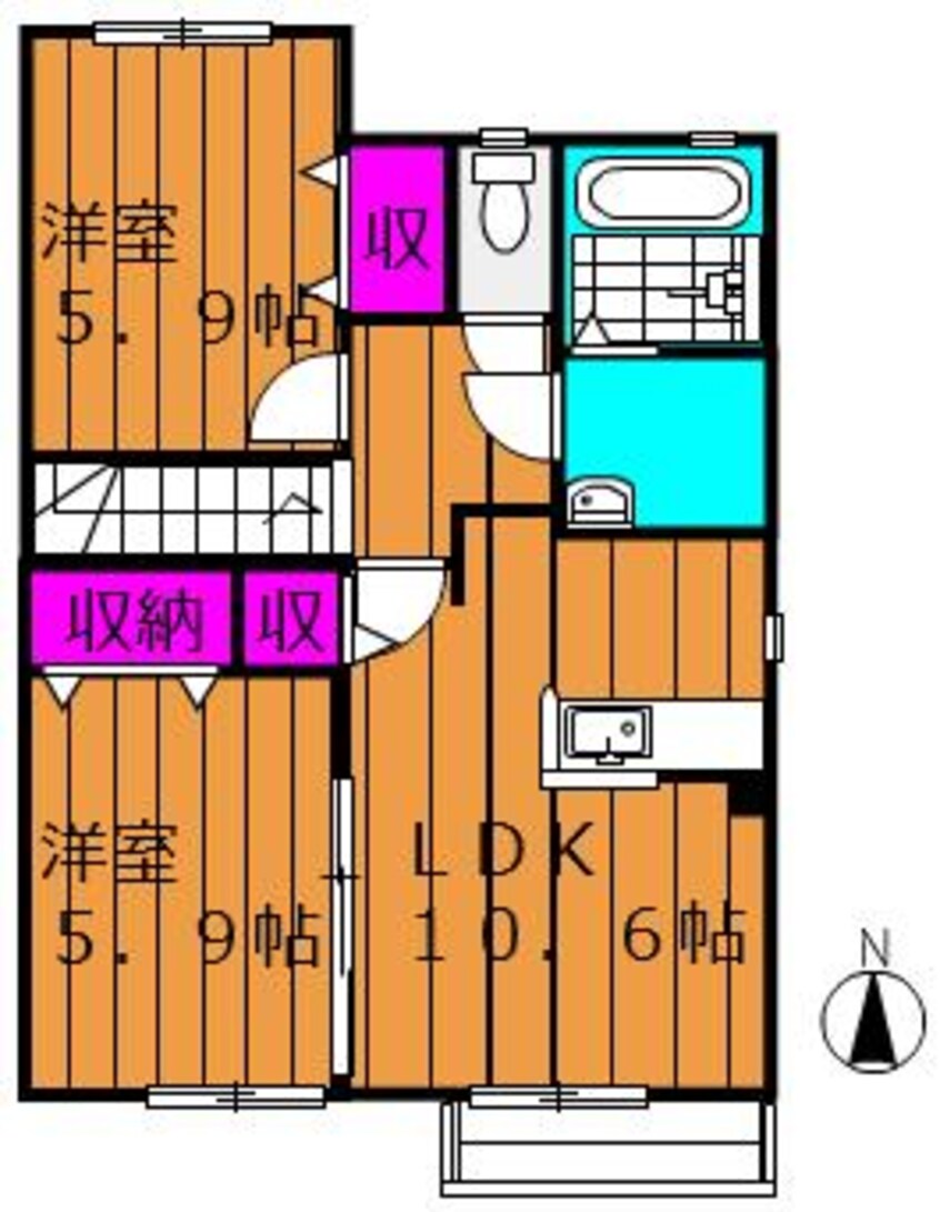 間取図 水島臨海鉄道水島本線/浦田駅 徒歩5分 2階 築12年