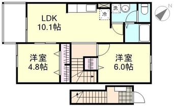 間取図 水島臨海鉄道水島本線/三菱自工前駅 徒歩46分 2階 築19年