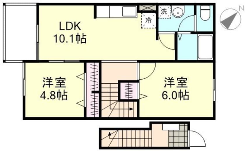 間取図 水島臨海鉄道水島本線/三菱自工前駅 徒歩46分 2階 築19年
