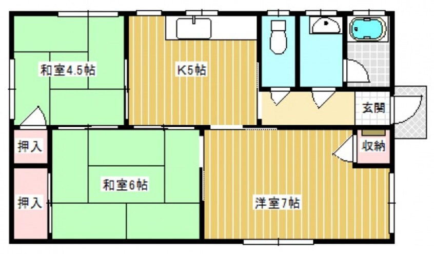 間取図 水島臨海鉄道水島本線/福井駅 徒歩19分 1階 築45年
