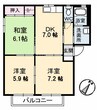 山陽本線（中国）/倉敷駅 徒歩35分 2階 築25年 3DKの間取り