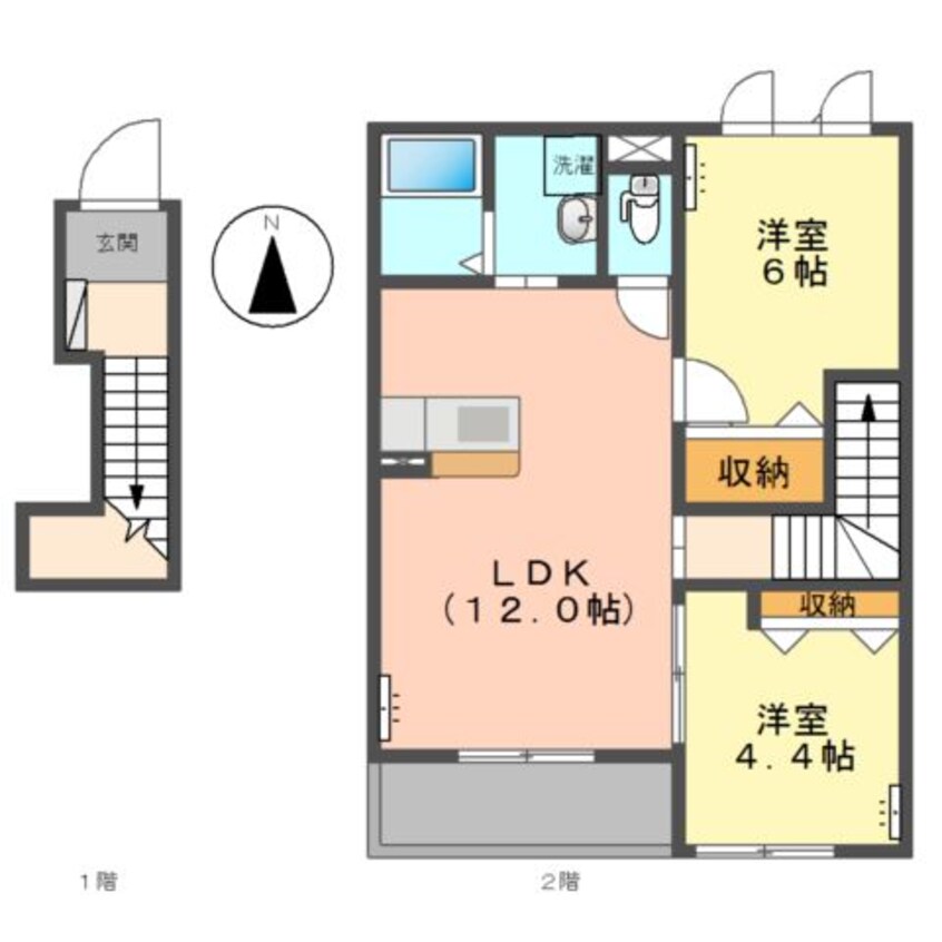 間取図 山陽本線（中国）/新倉敷駅 バス10分玉商グランド前下車:停歩12分 2階 築13年