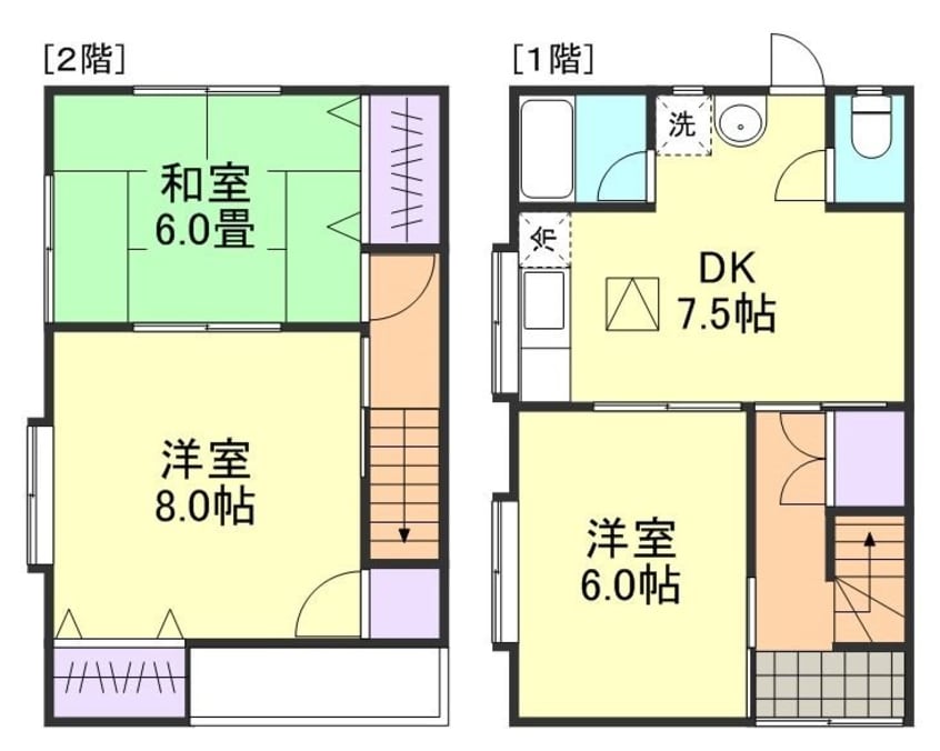 間取図 水島臨海鉄道水島本線/西富井駅 徒歩6分 1-2階 築25年