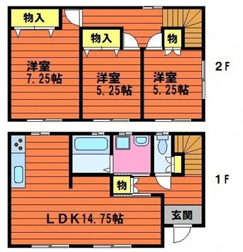 間取図 水島臨海鉄道水島本線/球場前駅 徒歩23分 1-2階 築12年