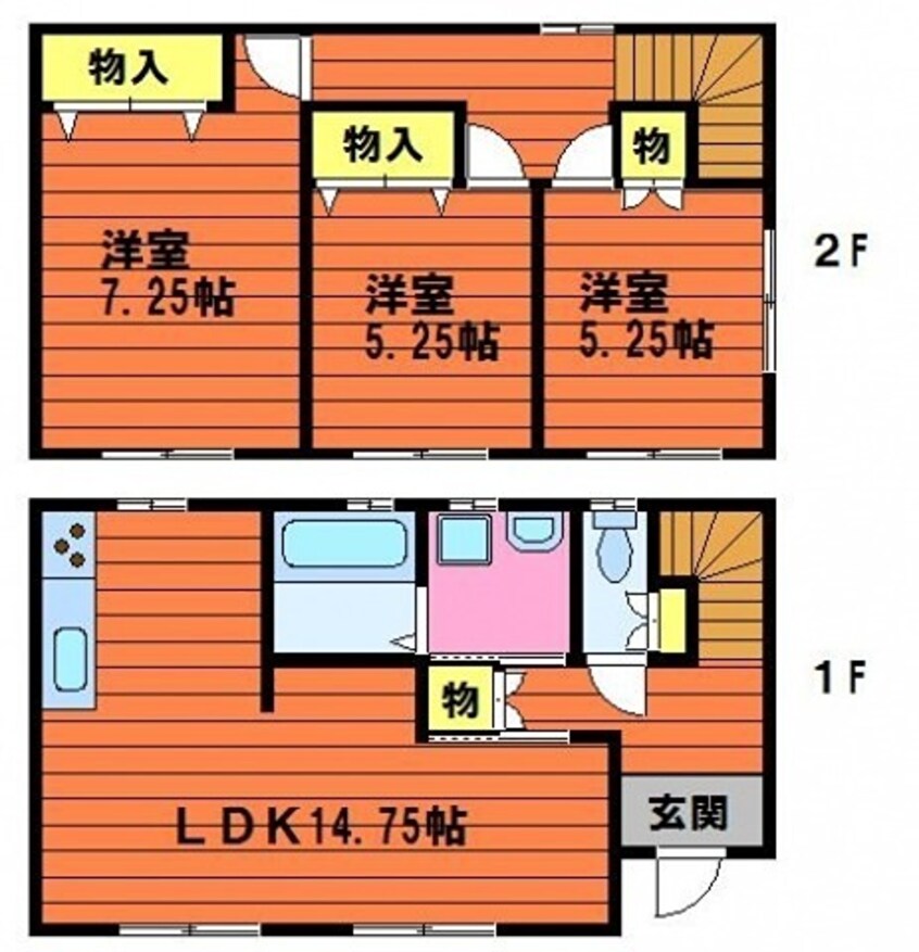 間取図 水島臨海鉄道水島本線/球場前駅 徒歩23分 1-2階 築12年