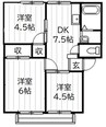 瀬戸大橋線/上の町駅 徒歩20分 1階 築37年 3DKの間取り
