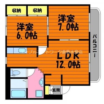 間取図 水島臨海鉄道水島本線/倉敷市駅 徒歩23分 2階 築31年