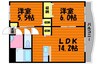 グランメールK 2LDKの間取り