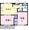 シティハイツ冨士 2DKの間取り