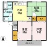 セジュール花尻 A棟 3DKの間取り
