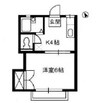 グリーンピア中島 1Kの間取り