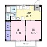 ニューシティ中庄 2DKの間取り