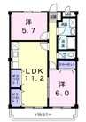 ニューマリッチ笹沖 2LDKの間取り