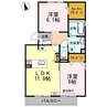 キャスバル　Ａ棟 2LDKの間取り