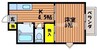 CASA茶屋町 1Kの間取り