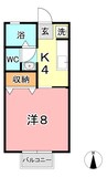 セゾン和気　B 1Kの間取り