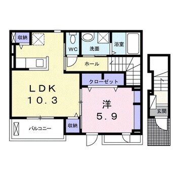 間取図 山陽本線（中国）/倉敷駅 徒歩19分 2階 築9年