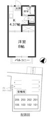 アンジェリーク松島 1Kの間取り