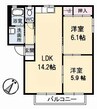 メゾン　デラ　Ｗ　Ｂ棟 2LDKの間取り