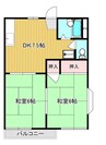 メゾン庭瀬D棟 2DKの間取り