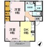 アンソレーヌ　A棟 2DKの間取り