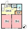 コーポ中沖　Ｂ 2DKの間取り