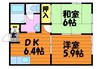 シャーメゾン朝明 2DKの間取り