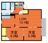 コーポ・アルカディアB 2LDKの間取り