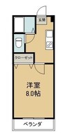 シャンポールⅡ 1Kの間取り