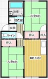 ファミール矢吹B棟 2DKの間取り