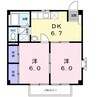 ベルフラワーⅠ 2DKの間取り