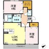 プラシード三宅 2LDKの間取り