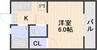 コーポK.Y２ 1Kの間取り