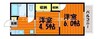 サンステージ６８　B棟 2Kの間取り