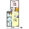 ベイブランシェ西阿知 1LDKの間取り
