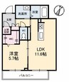 ソルブライト　Ａ棟 1LDKの間取り