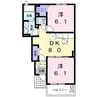 ディアコート・オリーブ 2DKの間取り